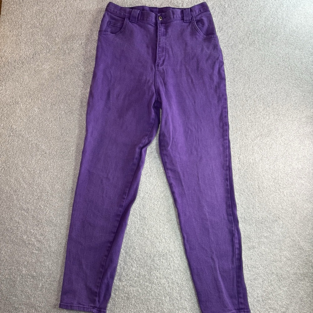 Vintage Bonjour Purple Jeans Womens 18 High Waist Tapered Leg USA Made 80s 90s